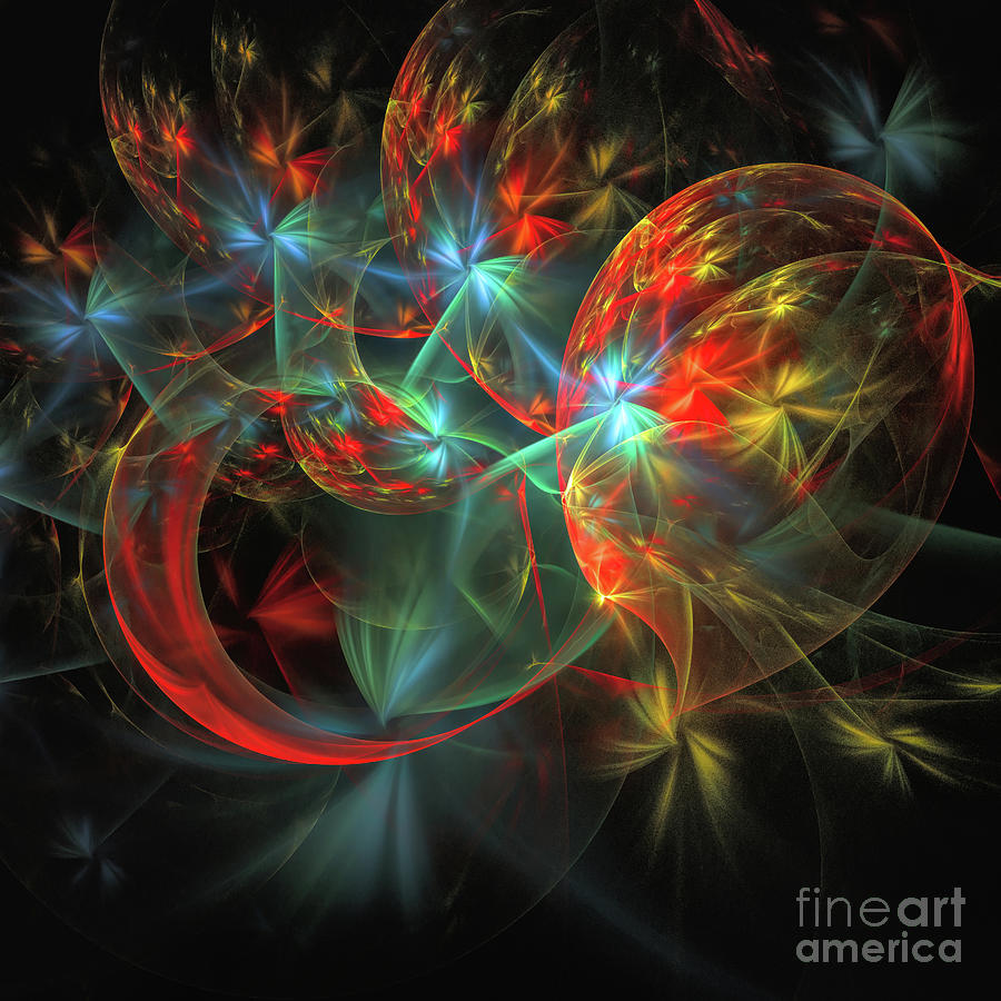 Abstract Digital Art - Star Bubbles by Elisabeth Lucas