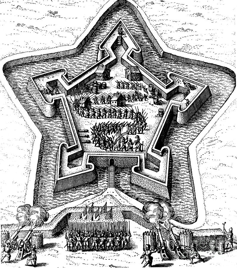 Star Fort Defended By A Moat Coming Drawing by Print Collector