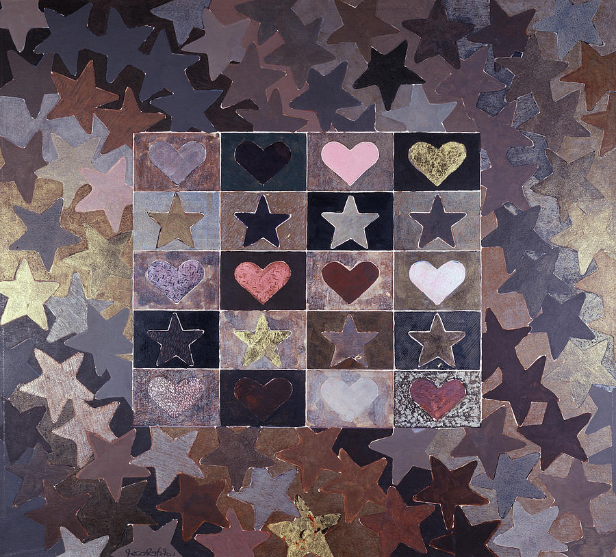 Pattern Mixed Media - Star Heart Series #10 By Whitehouse-holm by Marilee Whitehouse-holm