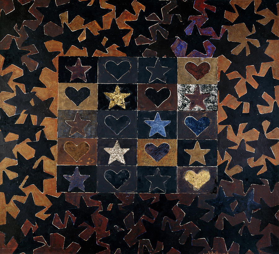 Star Heart Series #3 By Whitehouse-holm Mixed Media by Marilee Whitehouse-holm