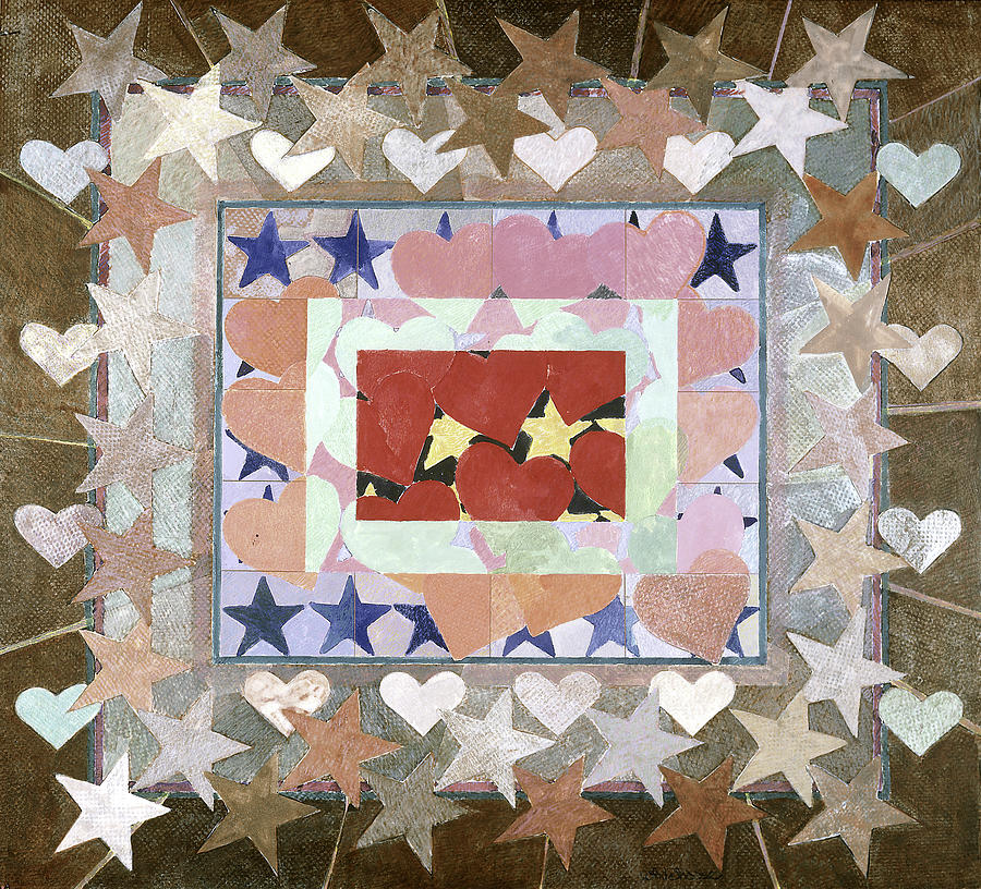 Pattern Mixed Media - Star Heart Series #8 By Whitehouse-holm by Marilee Whitehouse-holm