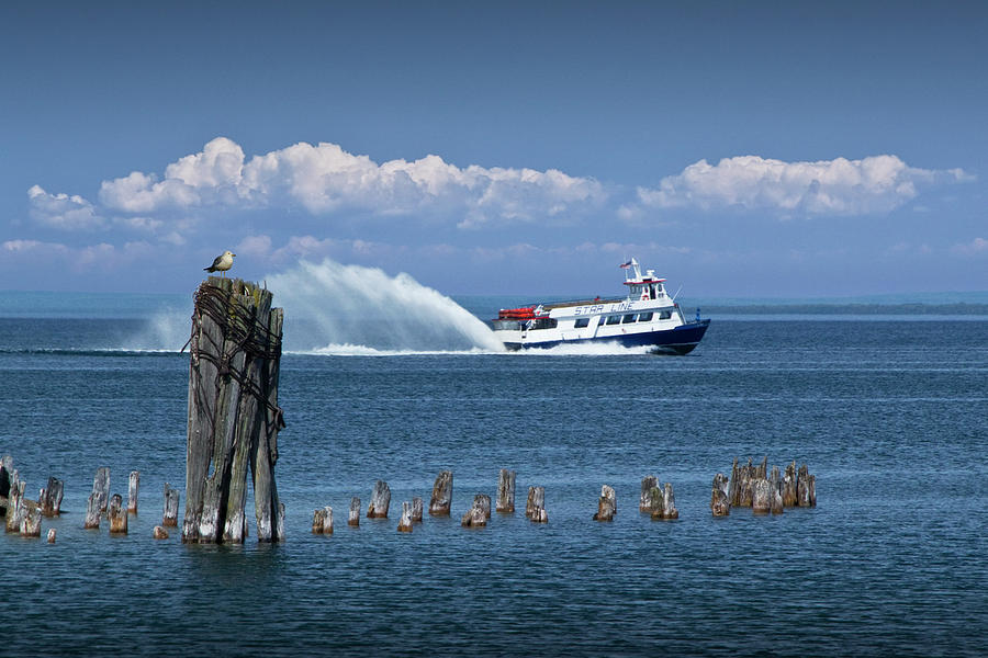 Star Line Ferry Boat to Mackinac Island on Lake Huron near the Straits of Mackinac Photograph by Randall Nyhof