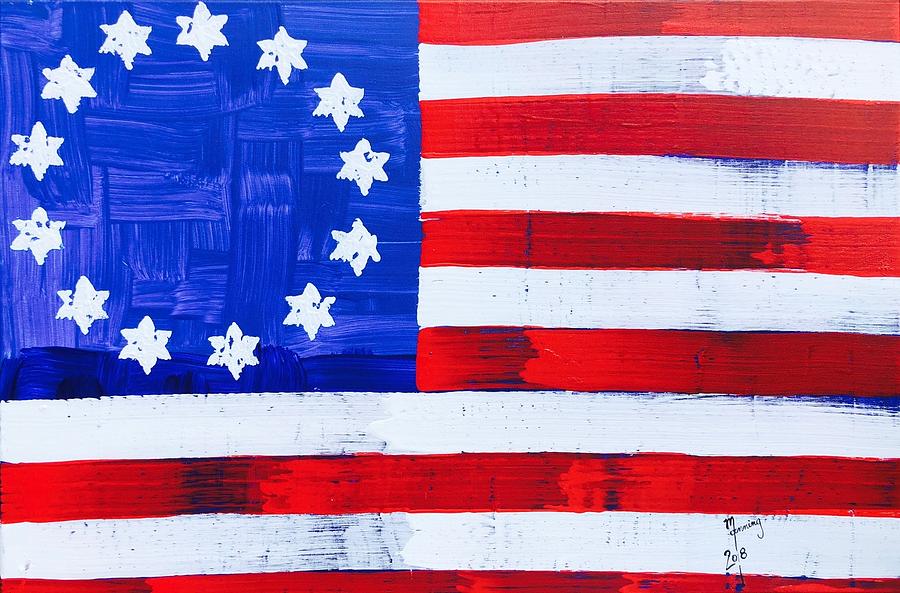 Star of David American Flag SOD-03-18 Painting by Richard Sean Manning