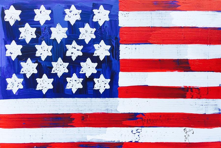 Star of David American Flag SOD-07-18 Painting by Richard Sean Manning