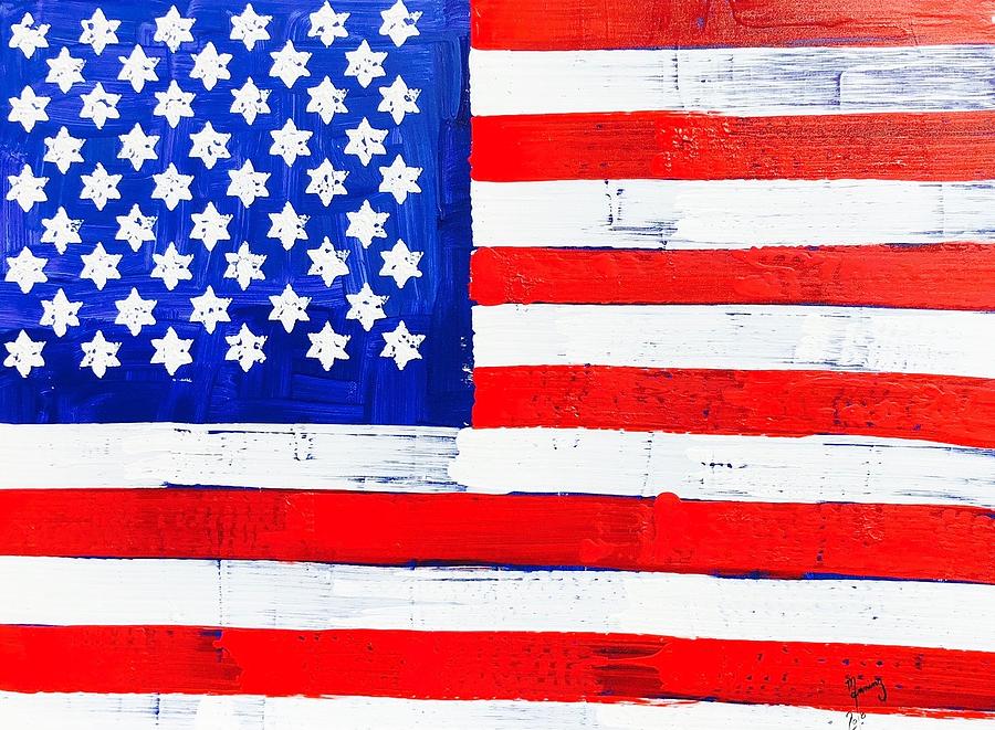 Star of David American Flag SOD-16-18  Painting by Richard Sean Manning
