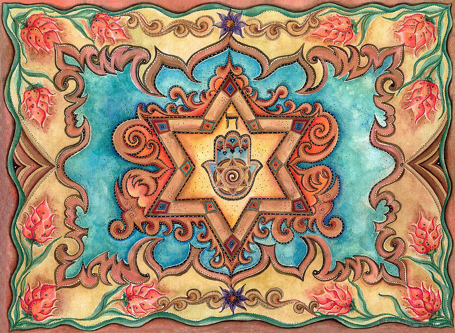 Star of David mandala Painting by Batya Heller