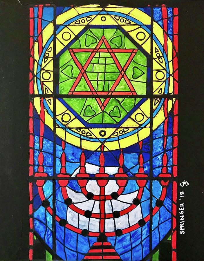 Star of David Stained Glass Painting by Gary Springer