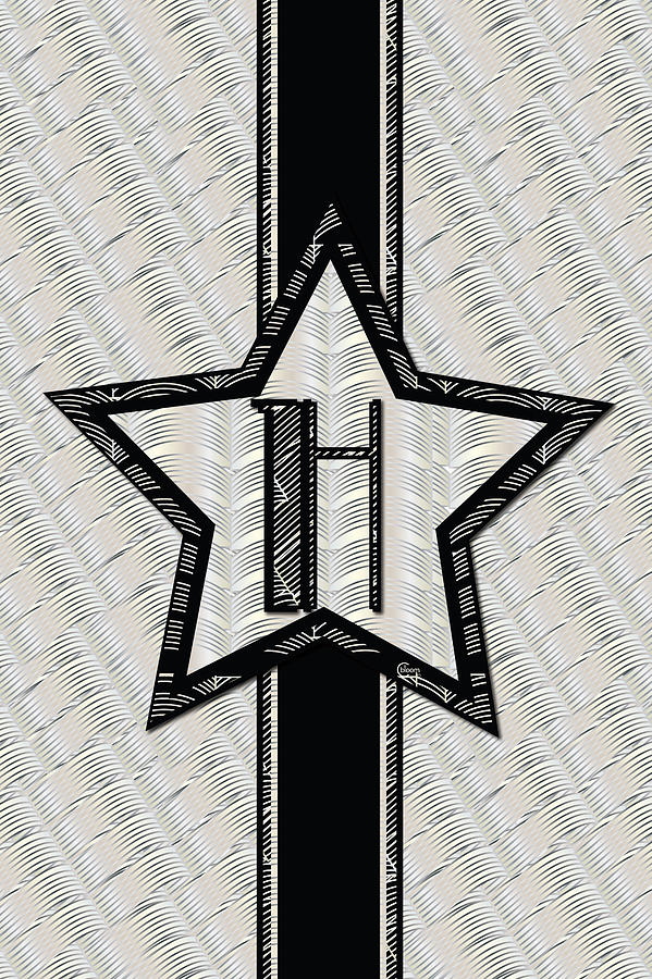 STAR of the SHOW art deco style letter H	 Digital Art by Cecely Bloom
