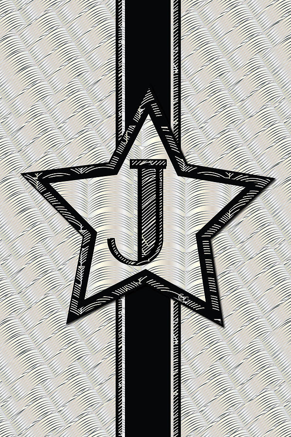 STAR of the SHOW art deco style letter J Digital Art by Cecely Bloom