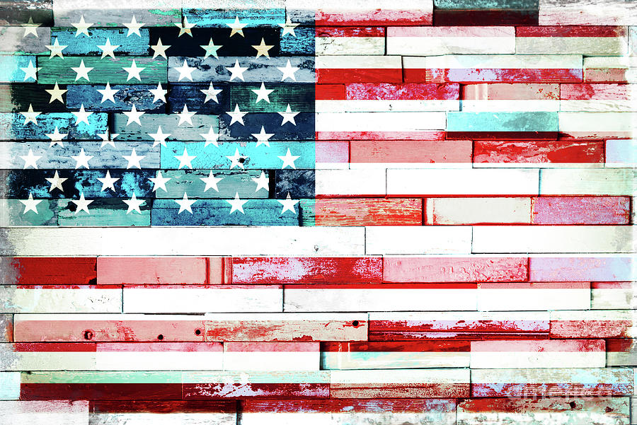 Star Spangled Banner, american flag on planks Photograph by Delphimages Flag Creations