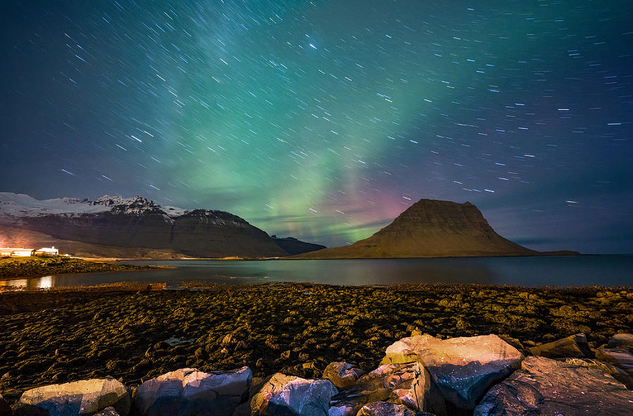 Star Trail And Aurora Photograph by Mieke Suharini