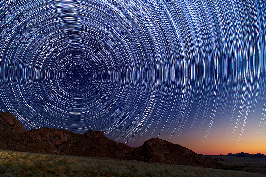 Star Trail Over The Namib Desert In Photograph by Sa*ga Photography