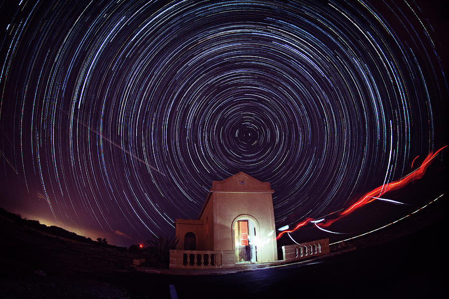 Star Trails Over A Chapel Photograph by Kparis