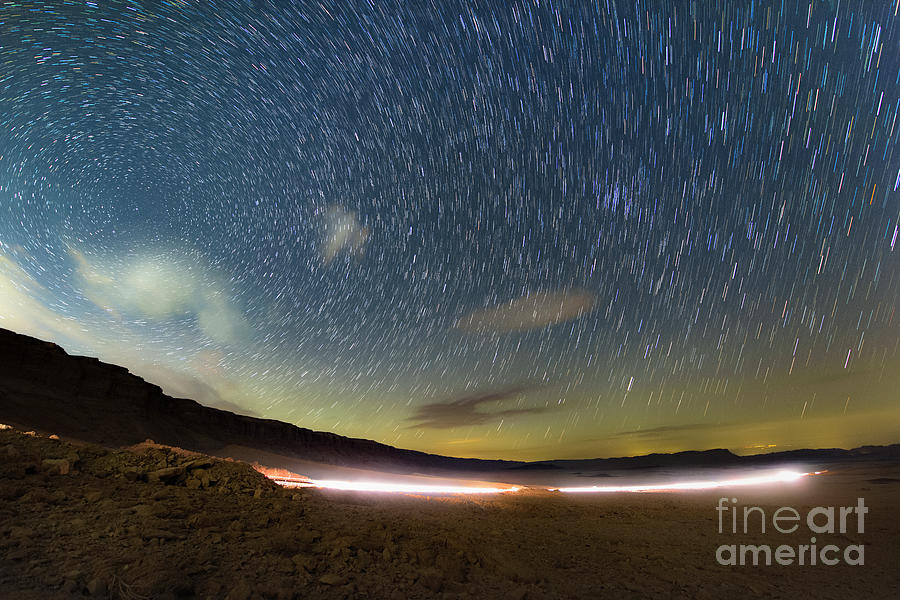 Star Trails Over Negev Desert Photograph by Miguel Claro/science Photo Library