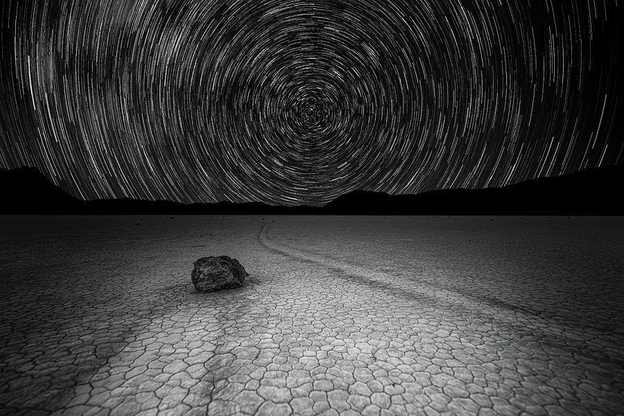 Star Trails over Racetrack Playa 4x6 Photograph by William Dickman