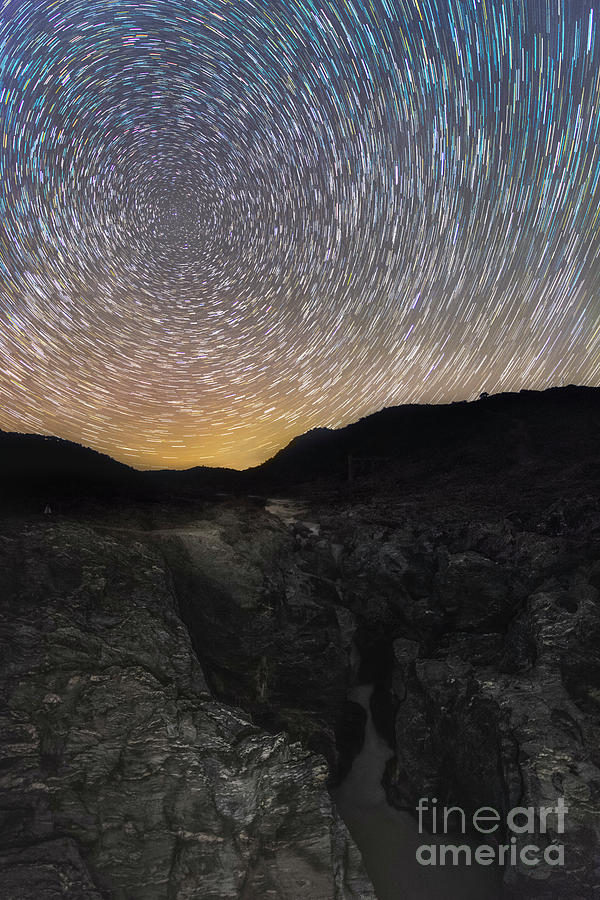 Star Trails Over River Gorge Photograph by Miguel Claro/science Photo Library