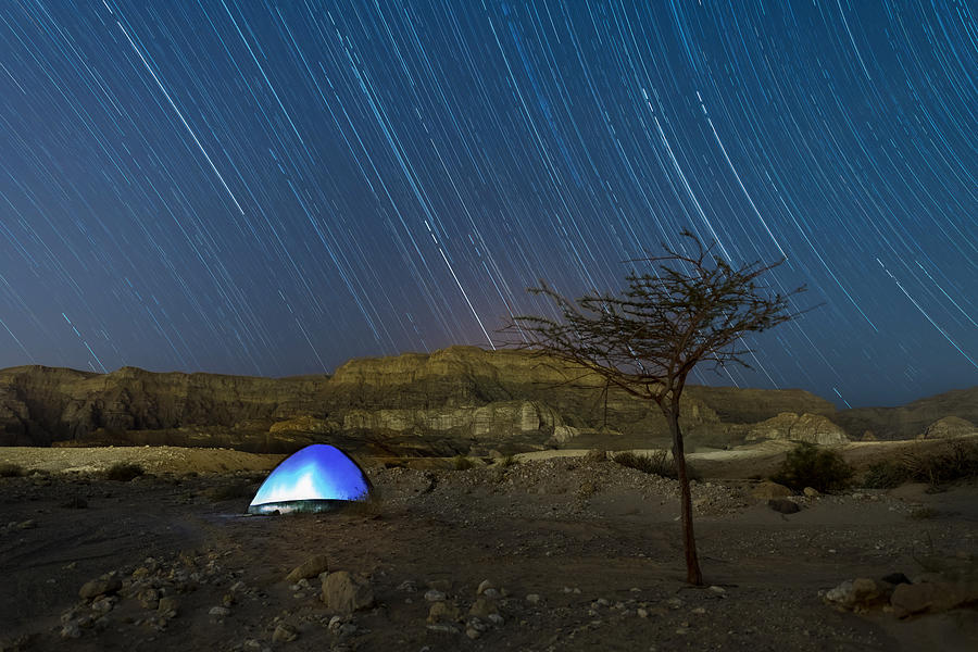 Star Trails Over Timna Valley Photograph by Dubi Roman