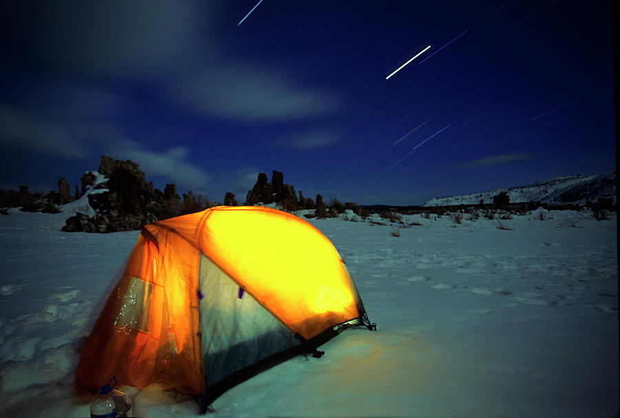 Star Trails Over Winter Tent Photograph by Buck Forester