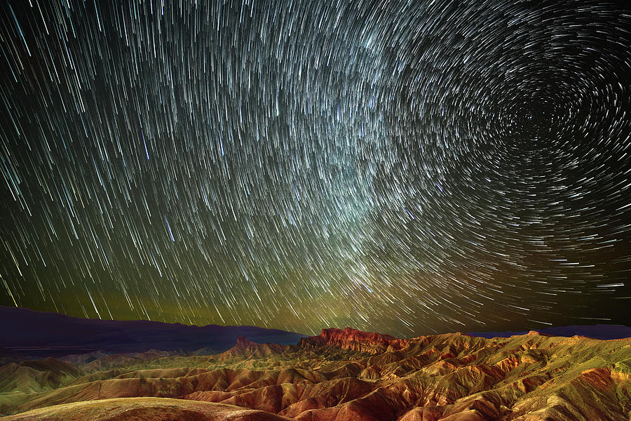 Star Trails Over Zabriskie Point Photograph by Surjanto Suradji - Fine ...