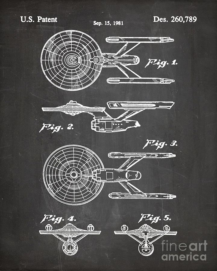 Star Trek Patent, Uss Enterprise Art - Antique Vintage Coffee Mug