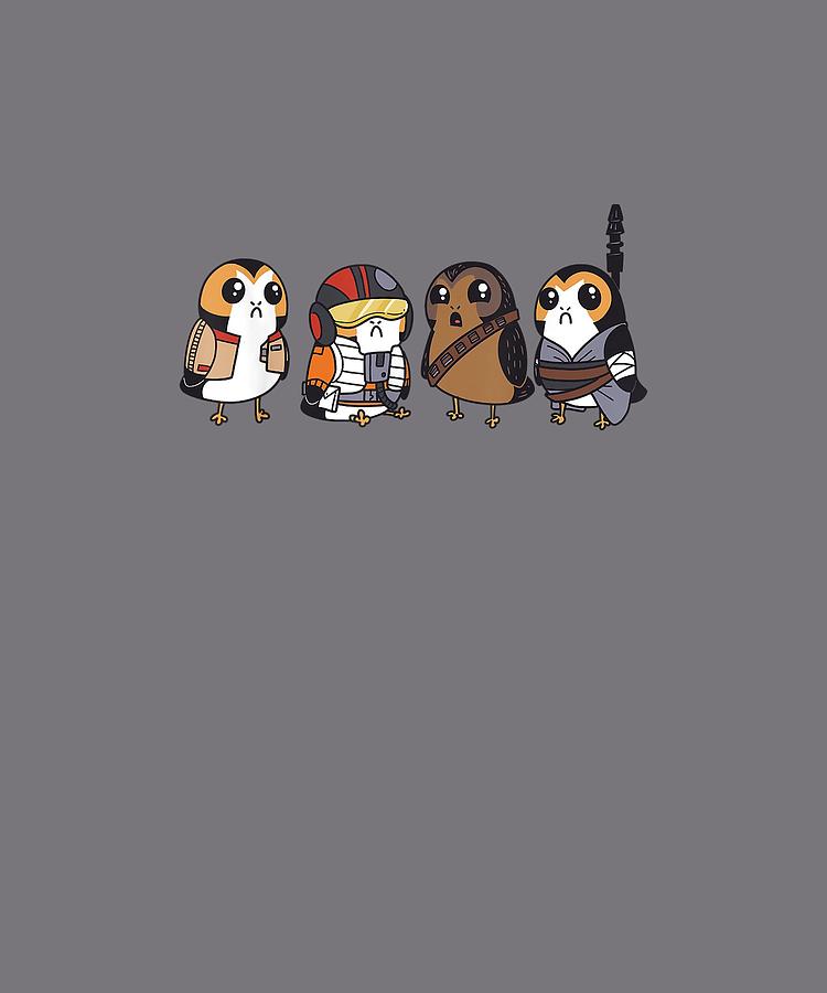 Star Wars Cute Porgs Dressed As Characters Portrait T-shirt Digital Art ...