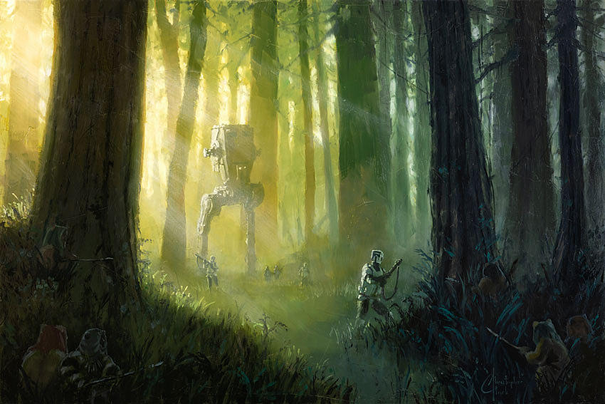 Star Wars - Patrolling the Endor Moon Painting by Christopher Clark ...