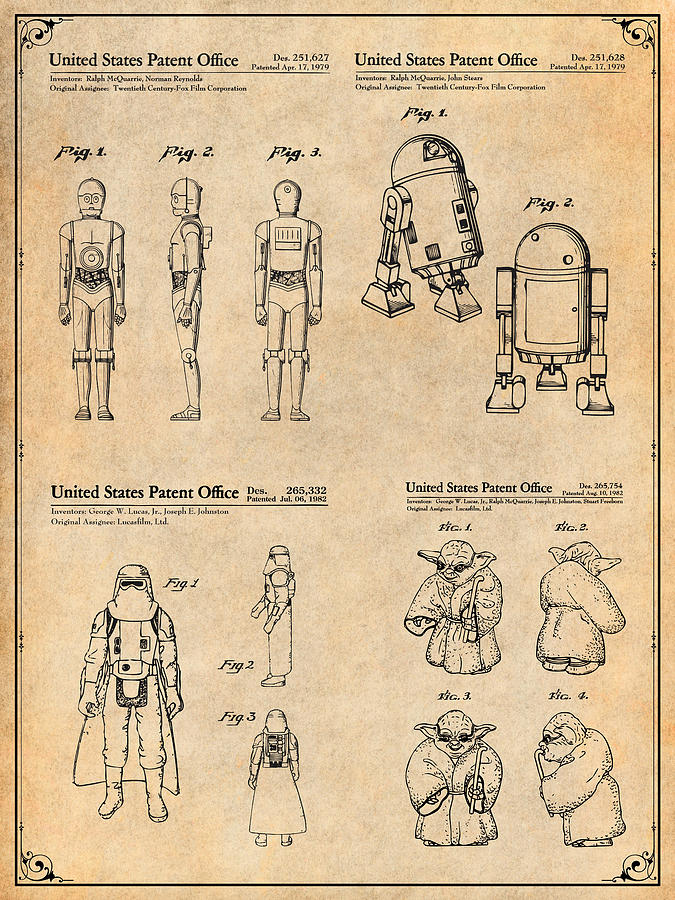 Star Wars Set Antique Paper Patent Print  Drawing by Greg Edwards