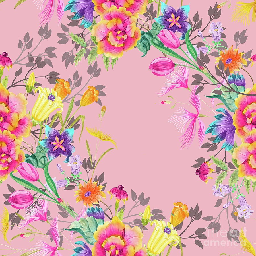 Stardust Pink Floral Motif Digital Art by Sharon Mau
