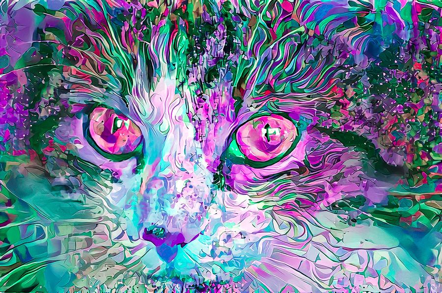 Stare Into My Purple Cat Eyes Digital Art by Don Northup