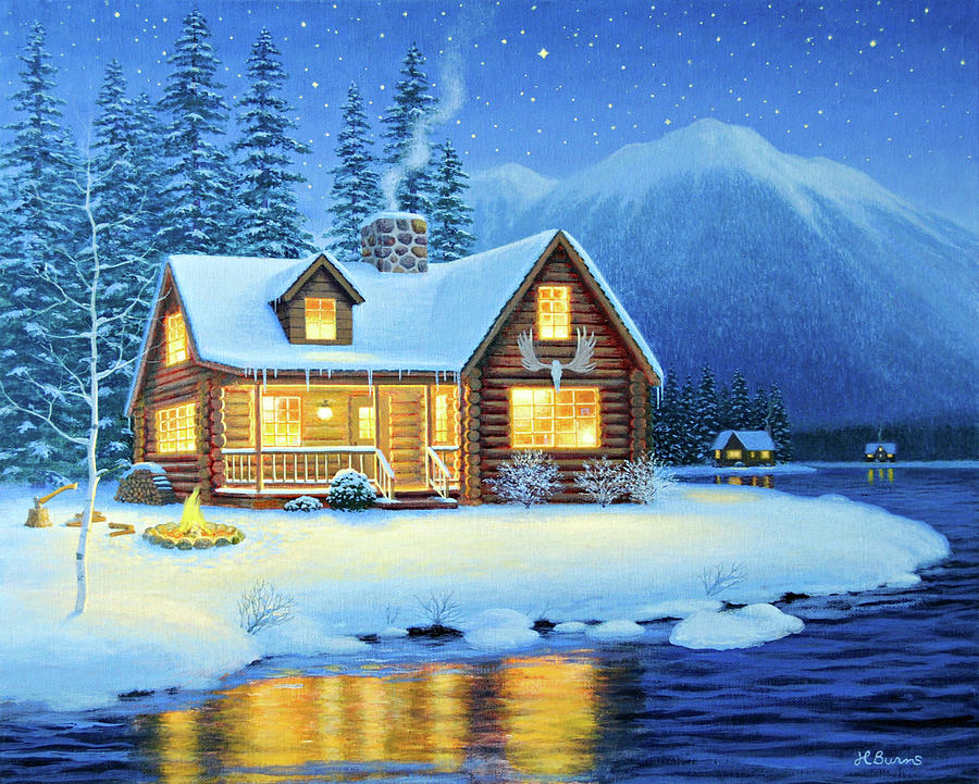 Starlight Cabin Painting by Heather Burns - Fine Art America