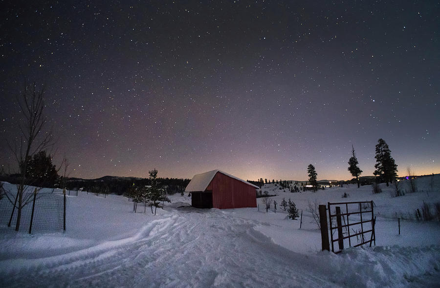 Starry Barn Photograph by Mark Langford