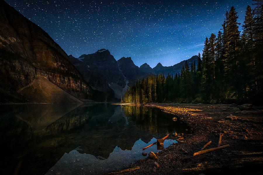 Mountain Photograph - Starry Moraine Lake by Ti Wang
