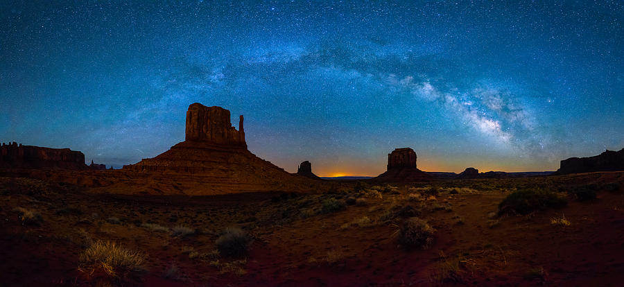 Night Photograph - Starry Night At Monument Valley by James Bian
