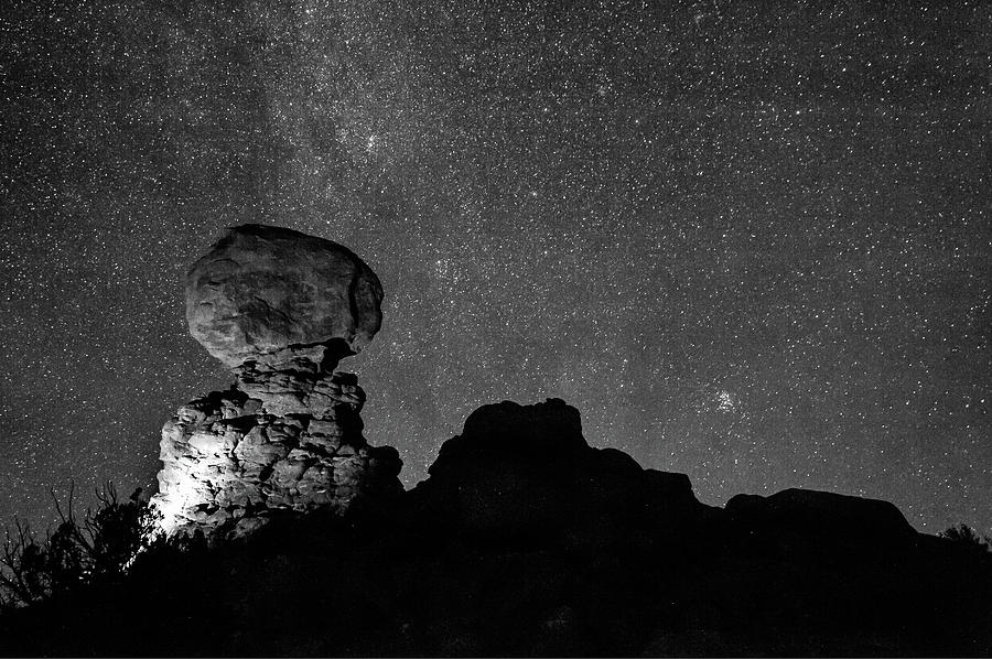 Arches National Park Photograph - Starry Night in Arches National Park - Moab Utah Monochrome by Gregory Ballos
