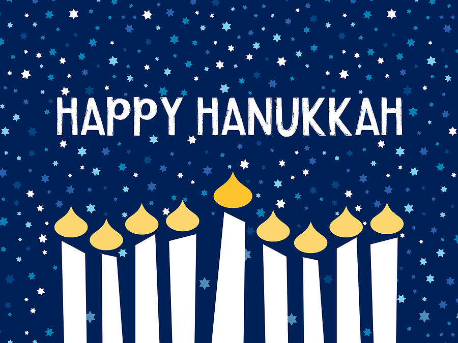 Hanukkah Mixed Media - Starry Night Menorah- Art by Linda Woods by Linda Woods