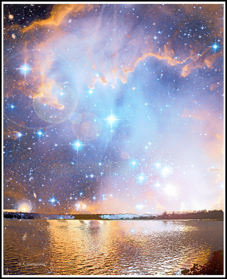 Starry Night Over a Mountain Lake Fantasy Photograph by A Macarthur Gurmankin
