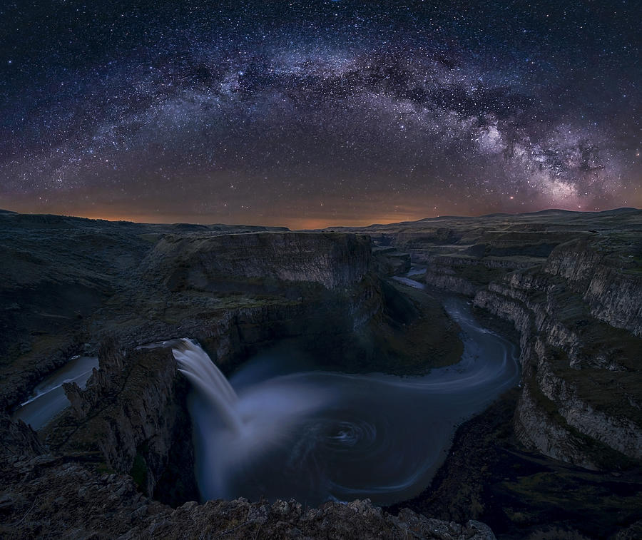 Starry Night Over Palouse Falls Photograph by Lydia Jacobs
