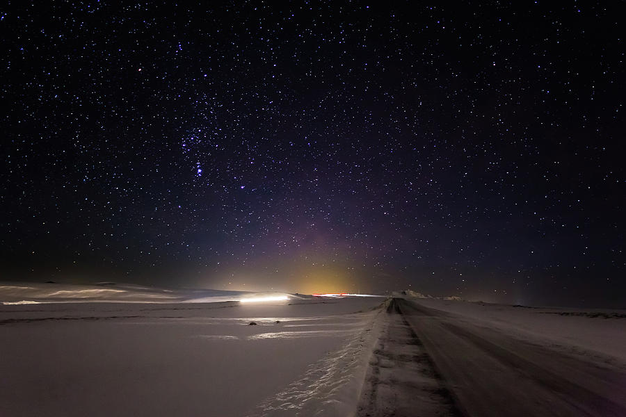 Starry Night Over Snow Covered Landscape Photograph by Arctic-images