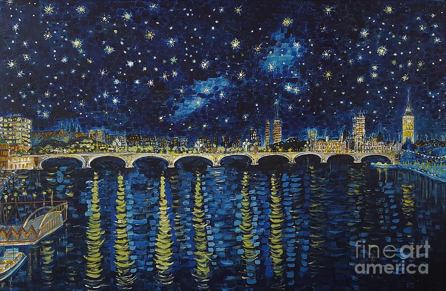 Starry Night Over Thames Painting