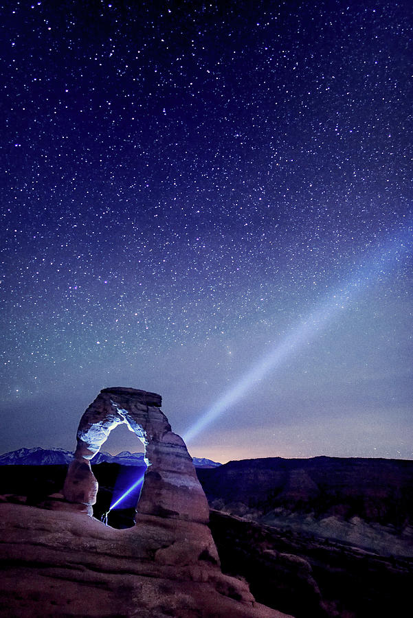  Starry Night Pointer at Delicate Arch - A Celestial Masterpiece Photograph by OLena Art