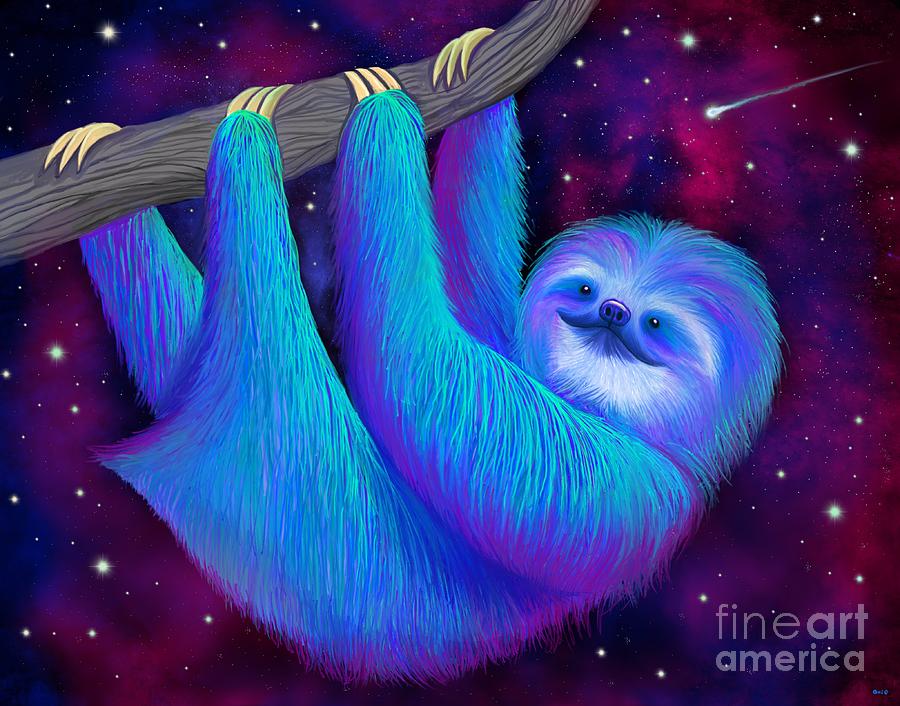 Starry Night Sloth Digital Art