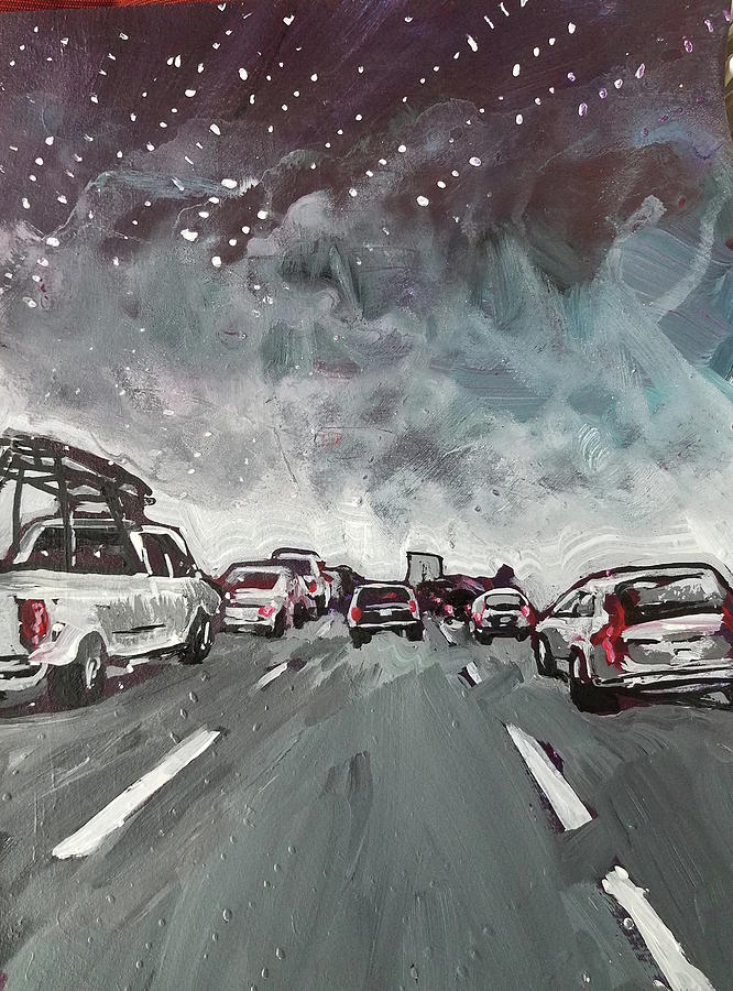 Car Painting - Starry Night Traffic by Tilly Strauss