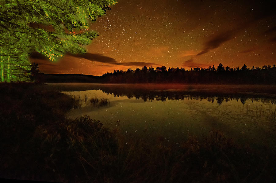 Starry Sky over Beaver Pond Rangeley Maine ME Photograph by Toby McGuire