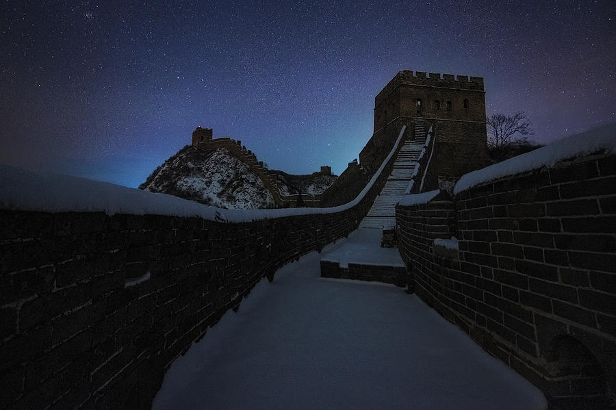 Mountain Photograph - Starry Sky Over Great Wall by Yan Zhang