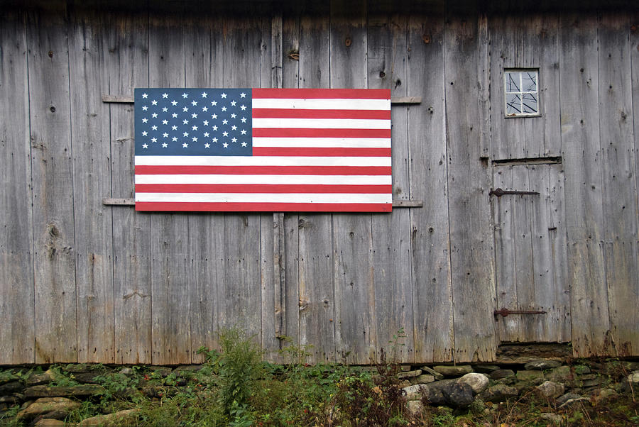 Stars And Stripes On An Old Barn Photograph by Frankvandenbergh