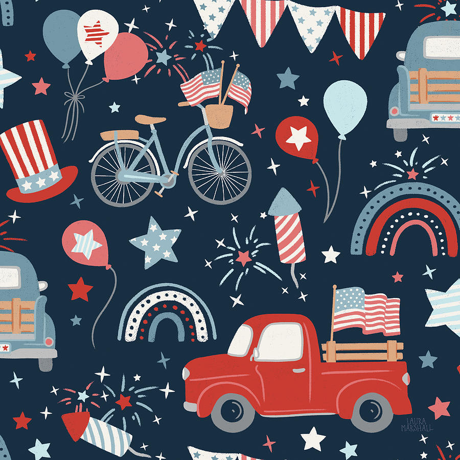 Bicycle Mixed Media - Stars And Stripes Pattern Ib by Laura Marshall
