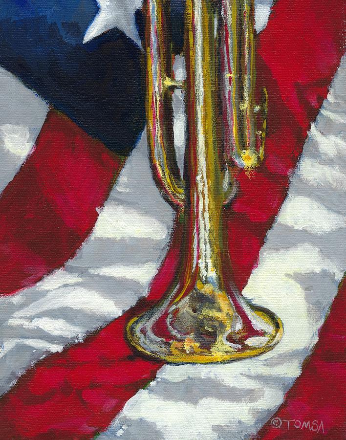 Stars and Stripes Trumpet Painting by Bill Tomsa