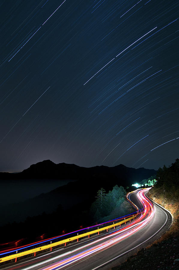 Stars And Traffics Trails Photograph by Photo By Tom Liang   Roc Taiwan