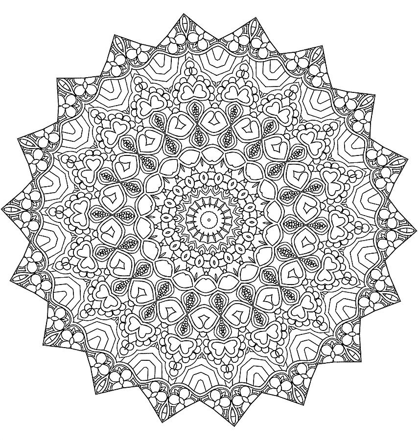 Juvenile Drawing - Stars Mandala by Kathy G. Ahrens