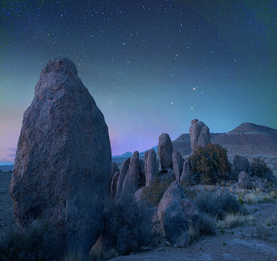 Stars Over City Of Rocks State Park, New Mexico Photograph by Tim Fitzharris